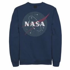 Best Sale 🧨 Unbranded Men's NASA Retro Distressed Classic Logo Graphic Fleece Pullover 😀