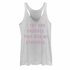 Promo ❤️ Unbranded Juniors' I Try And Snuggle. They Give Me The Struggle Word Stack Graphic Tank 🌟