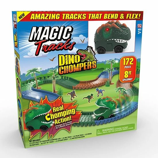 New โค๏ธ Unbranded Magic Tracks Dino Chompers Dinosaur Cart And Track Playset ๐