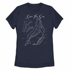 Promo 👍 Unbranded Juniors' Earth Day "Save The Sea" Outlines Graphic Tee 😀