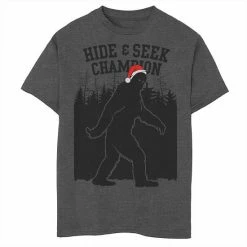 Hot Sale ✨ Unbranded Boys 8-20 Hide & Seek Champion Bigfoot Santa Forest Graphic Tee 👏