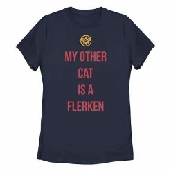 Best deal ❤️ Unbranded Juniors' Captain Marvel "My Other Cat Is A Flerken" Graphic Tee 🧨