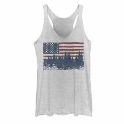 Promo 🧨 Unbranded Juniors' Americana Flag And Forest Silhouette Tank 😀