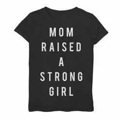 Deals 🤩 Unbranded 👧 Girls 7-16 Strong Girl Raised Text Tee Black 😀