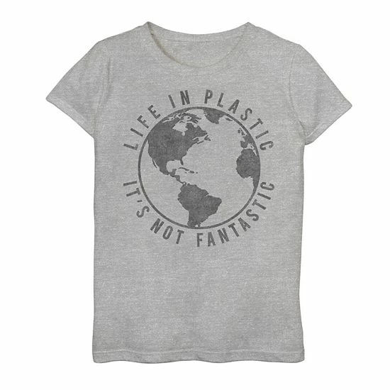 Cheap 🤩 Unbranded 👧 Girls 7-16 Fifth Sun Plastic Planet Graphic Tee Athletic Heather 👍 - Image 2