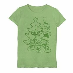 Brand new ❤️ Unbranded 👧 Girls 7-16 "I Am A Giver" Santa Holiday Graphic Tee Green Apple 🛒