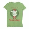 Brand new ❤️ Unbranded 👧 Girls 7-16 "Fleece Navidad" Lamb Holiday Graphic Tee Green Apple 🔥