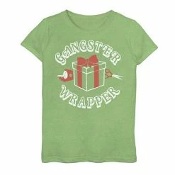 Cheapest 🔥 Unbranded 👧 Girls 7-16 "Gangster Wrapper" Holiday Graphic Tee Green Apple 🥰