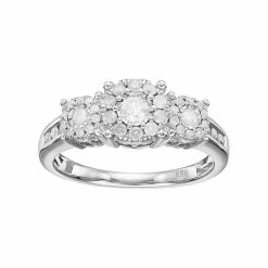 Coupon 🔥 Unbranded Sterling Silver 1/2 Carat T.W. Diamond 3-Stone Cluster Engagement Ring 🛒