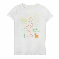 New 🎁 Unbranded 👧 Girls 7-16 Disney / Pixar Toy Story Woody Line Art Graphic Tee Black ✨