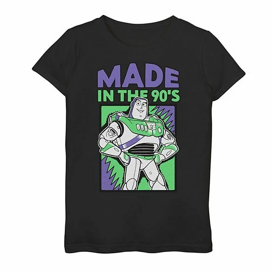 Hot Sale ⌛ Unbranded 👧 Girls 7-16 Disney / Pixar Toy Story 4 Buzz "Made In The 90's" Graphic Tee Black 🔥 - Image 2