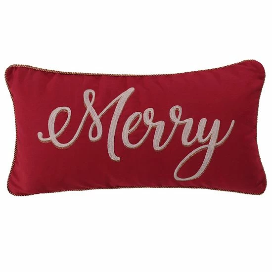 New 🎁 Unbranded Levtex Home Yuletide "Merry" Oblong Throw Pillow ⭐