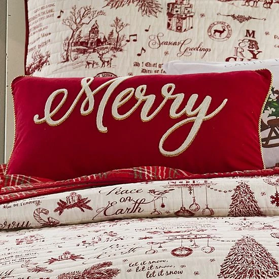 New 🎁 Unbranded Levtex Home Yuletide "Merry" Oblong Throw Pillow ⭐ - Image 2