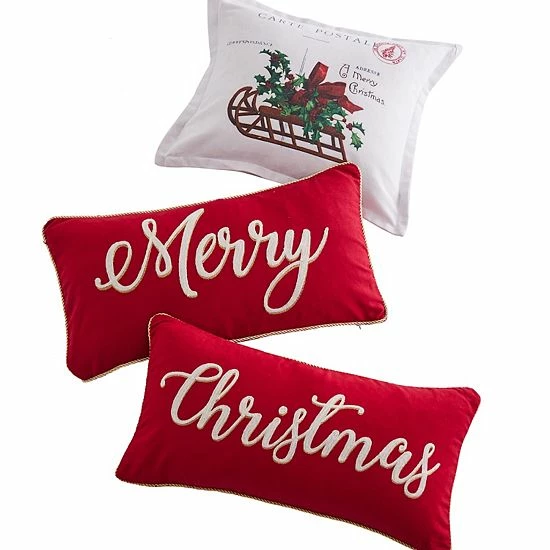 New 🎁 Unbranded Levtex Home Yuletide "Merry" Oblong Throw Pillow ⭐ - Image 4
