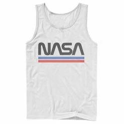 Promo 🧨 Unbranded Men's NASA Red Blue Stripe Minimal Logo Vintage Graphic Tank 😉