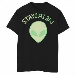 Cheap ⭐ Unbranded Boys 8-20 Stay Weird Neon Green Alien Face Graphic Tee 🔥