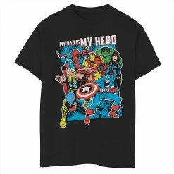 Wholesale 😀 Unbranded Boys 8-20 Marvel Heros My Dad My Hero Father's Day Graphic Tee Black 🎁