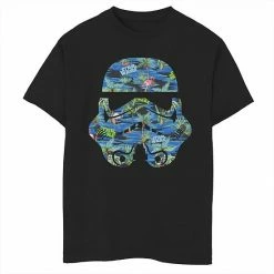 Promo 🥰 Unbranded Boys 8-20 Star Wars Stormtrooper Hawaiian Print Helmet Graphic Tee 🤩