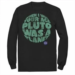 Promo 💯 Unbranded Men's NASA Pluto Was A Planet Long Sleeve Graphic Tee ⭐