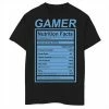 Promo 🥰 Unbranded Boys 8-20 Gamer Nutrition Facts Blue Label Funny Graphic Tee 😍