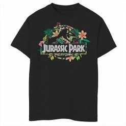 Hot Sale 💯 Unbranded Boys 8-20 Jurassic Park Floral Tropical Fossil Logo Graphic Tee 🧨