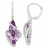Cheap 🛒 Unbranded Sterling Silver Amethyst & Lab-Created White Sapphire Cluster Floral Earrings 👍