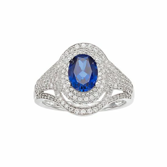 Cheapest 💯 Unbranded 14k White Gold Sapphire & 3/4 Carat T.W. Diamond Cocktail Ring 👍