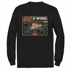 Flash Sale 😉 Unbranded Men's Star Wars The Rise Of Skywalker X-Wing Schematic Frame Long Sleeve Graphic Tee 🛒