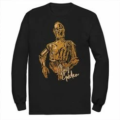 New 🧨 Unbranded Men's Star Wars The Rise Of Skywalker C-3PO Stay Golden Long Sleeve Graphic Tee 😍