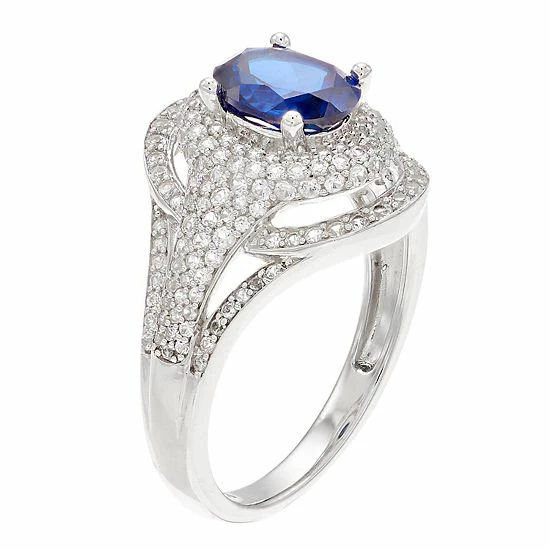 Cheapest 💯 Unbranded 14k White Gold Sapphire & 3/4 Carat T.W. Diamond Cocktail Ring 👍 - Image 2