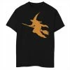 Coupon ❤️ Unbranded Boys 8-20 🦇 Halloween Witch & Broom Flying Silhouette Graphic Tee 🔔
