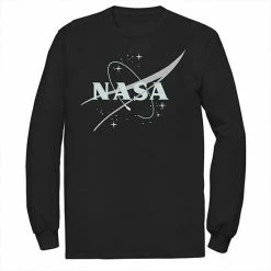 Budget 👍 Unbranded Men's NASA Simple Streaks And Stars Logo Long Sleeve Graphic Tee 😉