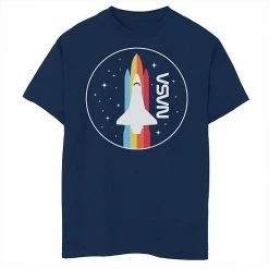 Outlet 😀 Unbranded Boys 8-20 NASA Retro Spaceship Rainbow Space Flight Graphic Tee ⌛