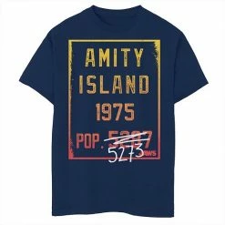 New ⌛ Unbranded Boys 8-20 Jaws Amity Island Population Change Sign Gradient Graphic Tee ⌛