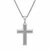 Best Sale 😀 Unbranded Diamond Accent Stainless Steel Cross Pendant Necklace - Men 🤩