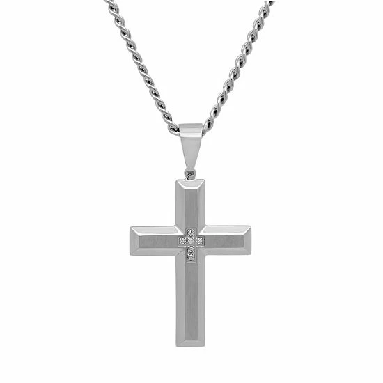Best Sale ๐ Unbranded Diamond Accent Stainless Steel Cross Pendant Necklace - Men ๐คฉ