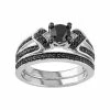 Wholesale 👏 Unbranded Sterling Silver 1 1/8 Carat T.W. Black Diamond Engagement Ring Set ✨