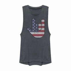 Wholesale 🧨 Unbranded Juniors' Rock On Hand USA Flag Tank 👏