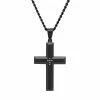 Outlet 👍 Unbranded Blue Diamond Accent Black Ion-Plated Stainless Steel Cross Pendant Necklace - Men 👏