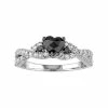 Deals 🎁 Unbranded Sterling Silver 5/8 Carat T.W. Black Diamond & Lab-Created White Sapphire Heart Engagement Ring ❤️