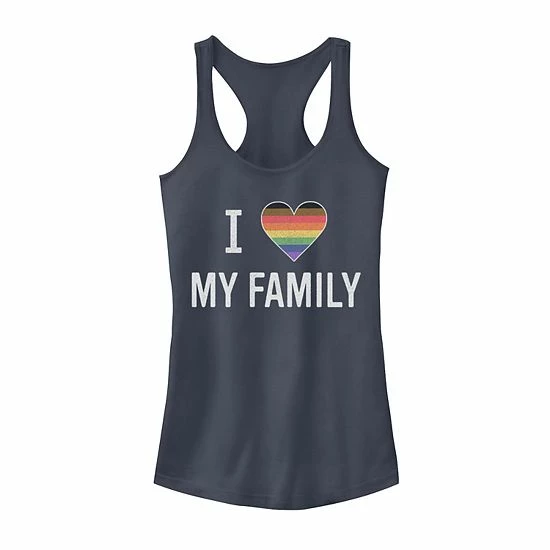 Coupon ✨ Unbranded Junior's I Love My Family Rainbow Stripe Filled Heart Tank 🤩