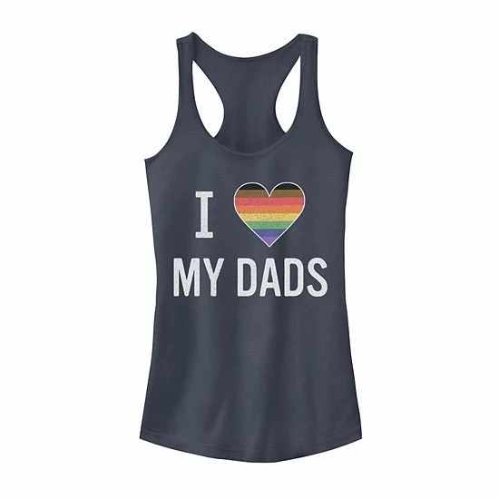 New ๐ Unbranded Junior's I Love My Dads Rainbow Striped Heart Fill Tank ๐คฉ