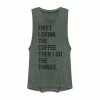 Cheapest ⭐ Unbranded Juniors' First Drink Coffee Graphic Muscle Tank ⭐
