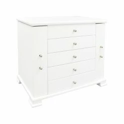 Buy 🔥 Unbranded White Wooden Lift Top 4-Drawer Jewelry Box 🎁