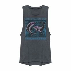 Outlet 🌟 Unbranded Juniors' Dolphins In 👓 Sunglasses Keep Our Oceans Wild Muscle Tank 🔔