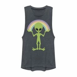 Flash Sale 😍 Unbranded Juniors' Alien Creating A Rainbow Graphic Muscle Tee 😍