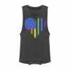 New ⌛ Unbranded Juniors' American Heart Rainbow Flag Pride Graphic Muscle Tee 🎉