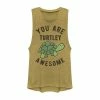 Promo ✔️ Unbranded Juniors' You Are Turtley Awesome Happy Turtle Graphic Muscle Tee 🔥