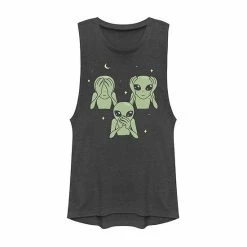 New 🥰 Unbranded Juniors' Green Alien Trio See No Hear No Speak No Graphic Muscle Tee 🔔