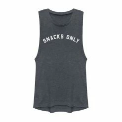 Wholesale 🎉 Unbranded Juniors' Snacks Only Text Graphic Muscle Tee 👏